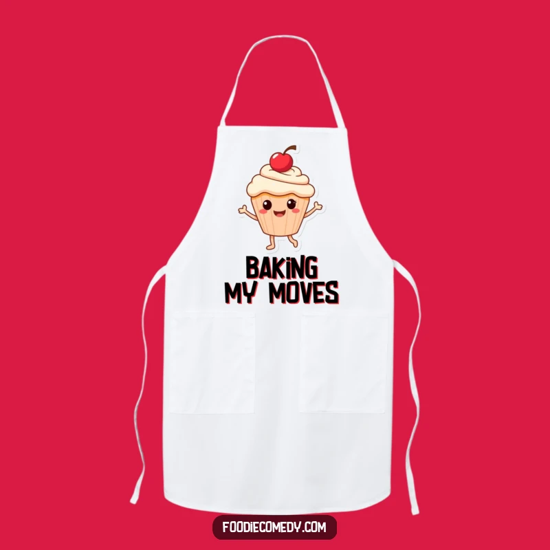 Funny Dancing Cupcake Apron: Cherry Character Kitchen Fun Gift