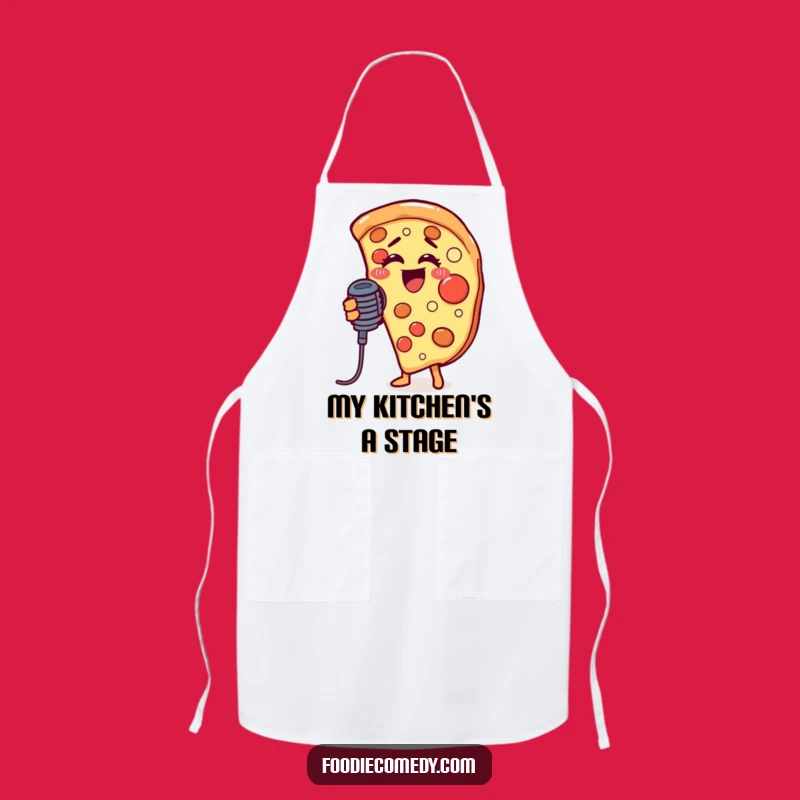 Funny Singing Pizza Slice Apron: Cook Up a Storm with Musical Flair!