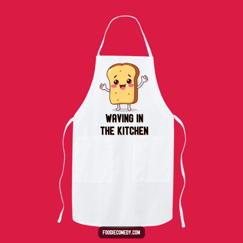 Funny Bread Loaf Waving Apron: Kitchen Fun with a Comical Character