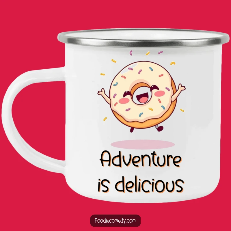 Funny Jumping Donut Camping Mug - Enjoy Sweet Sips on Your Adventures