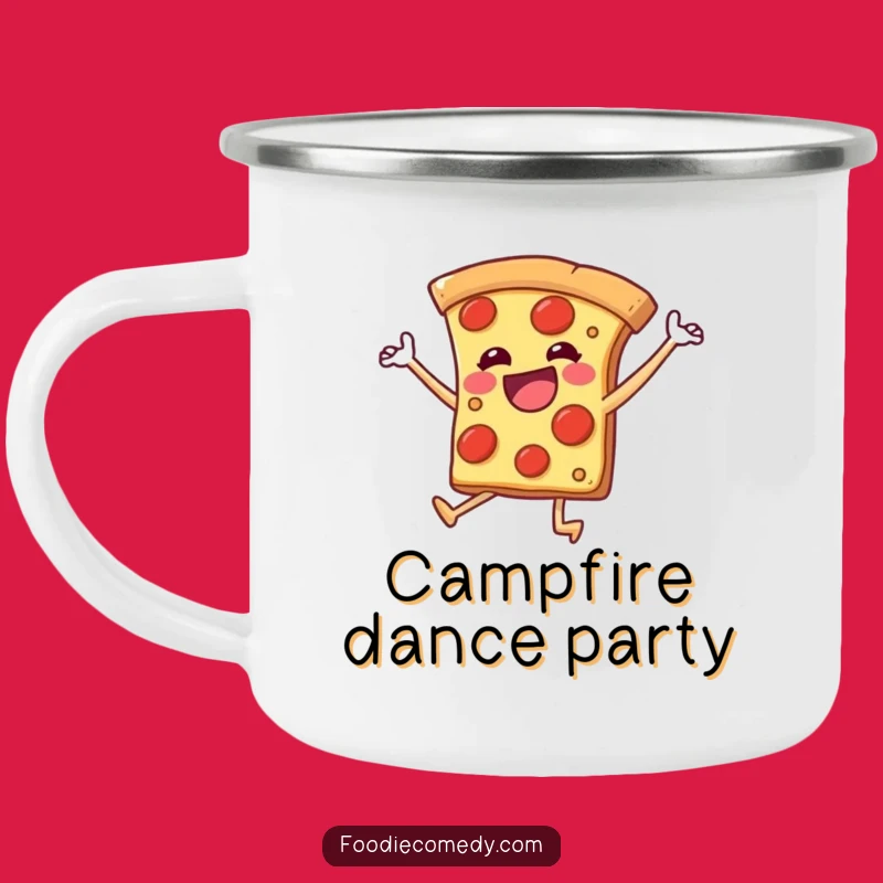 Funny Dancing Pizza Camping Mug - Your Energetic Companion Outdoors