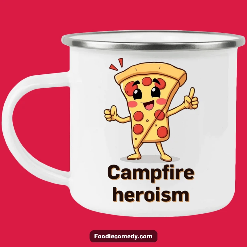Funny Pizza Slice Hero Camping Mug: Outdoor Foodie Cup, Perfect Funny Gift