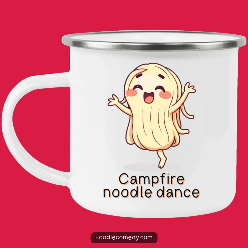 Funny Wiggling Noodle Camping Mug - Hilarious Dancing Food Cartoon Outdoor