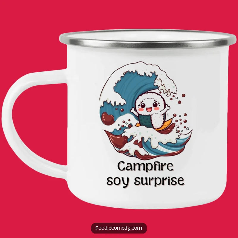 Funny Sushi Wave Camping Mug: Sip Your Coffee on a Flavor Adventure