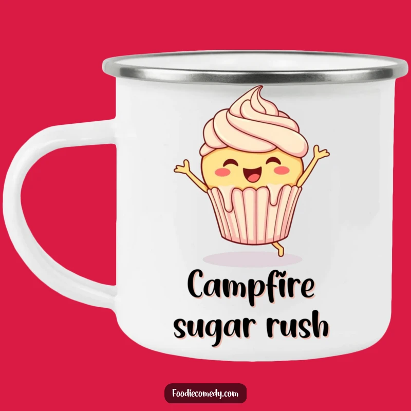 Funny Cupcake Camping Mug: Jigging Pastry Enamel Cup, Humorous Dessert Outdoor Gift
