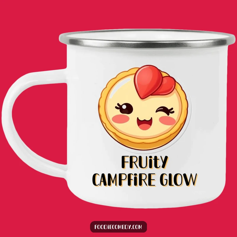 Funny Blushing Fruit Tart Camping Mug - Sweet Sips for Delightful Adventures