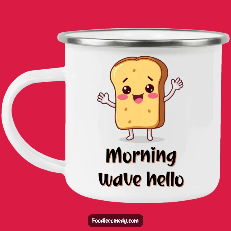 Funny Bread Loaf Waving Camping Mug: Durable and Humorous Outdoor Beverage Mug