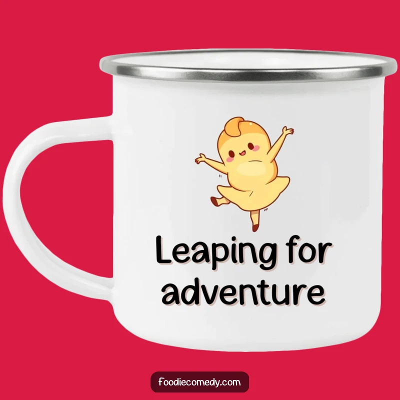 Funny Croissant Ballet Leap Camping Mug: Durable and Humorous Outdoor Mug