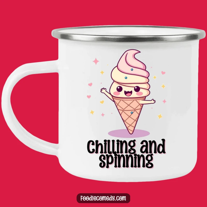 Funny Disco Ice Cream Cone Camping Mug: Adventure with Swirly Style!