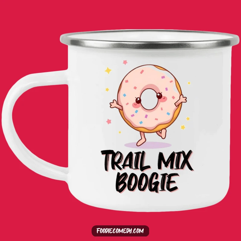 Funny Donut Disco Dancer Camping Mug: Adventure with Sweet Grooves!