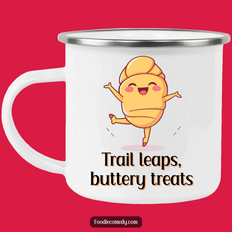 Funny Giggling Croissant Ballet Camping Mug - Adventure Pastry Gift