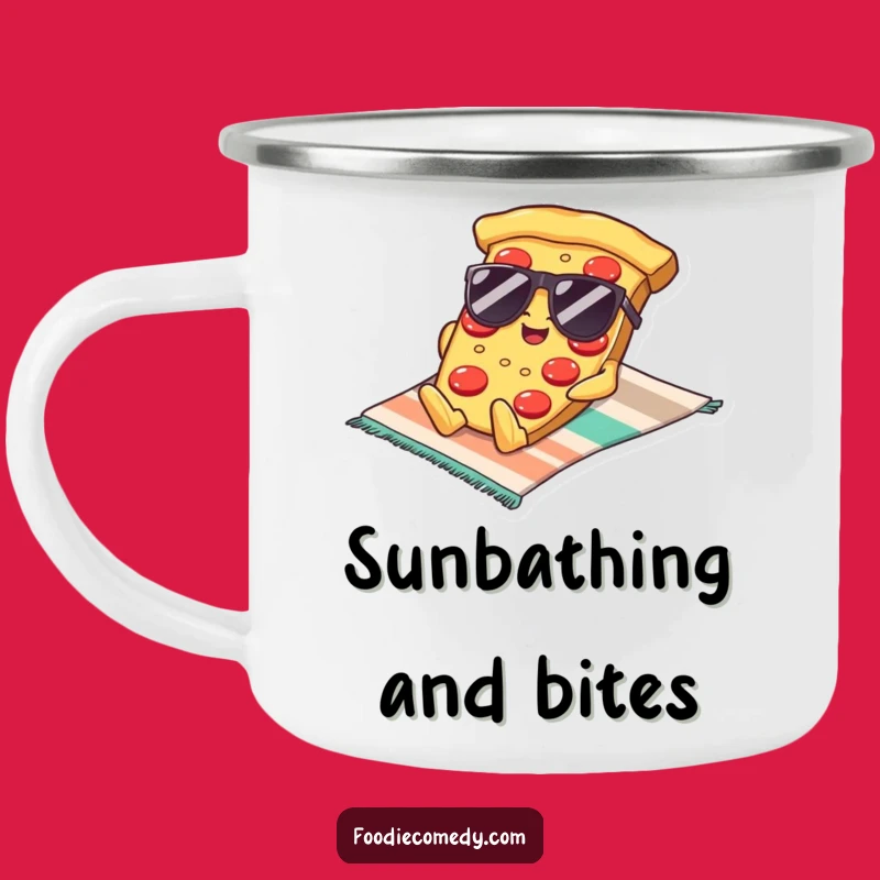 Funny Kawaii Pizza Sunglasses Camping Mug: Adventure Fuel with Cool, Humorous Vibes