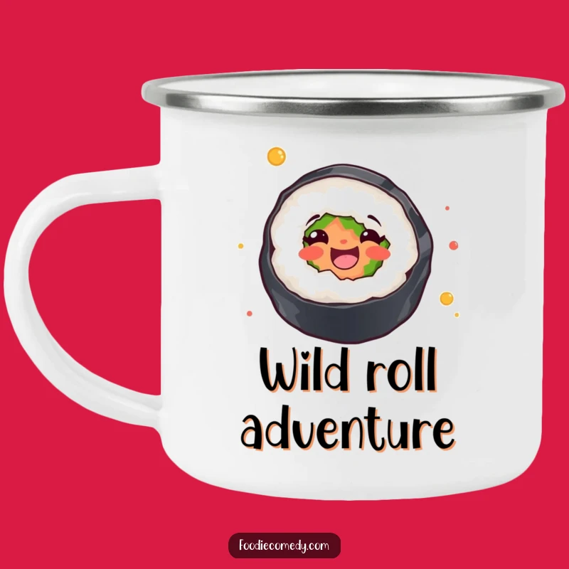 Funny Sushi Dancer Camping Mug: Adventure with Joyful Rolls!