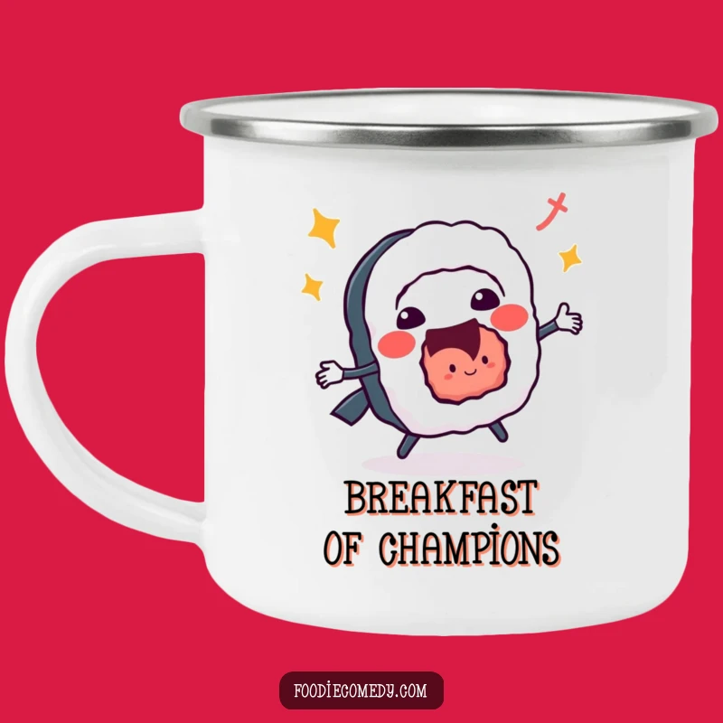 Funny Sushi Roll Jitterbug Camping Mug - Adventure with a Flavorful Beat