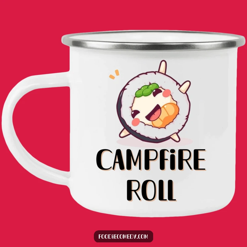 Roll Up Your Adventure: Funny Sushi Somersault Camping Mug for Playful Sips