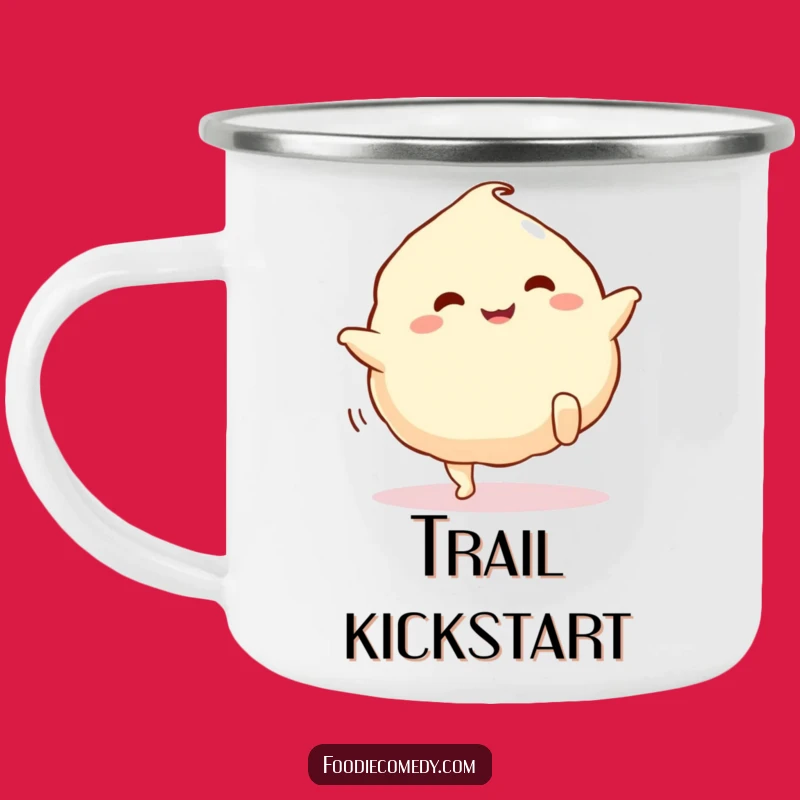 Funny Dumpling Kick Camping Mug - Adventure Fuel with Cartoon Legs and a Happy Kick
