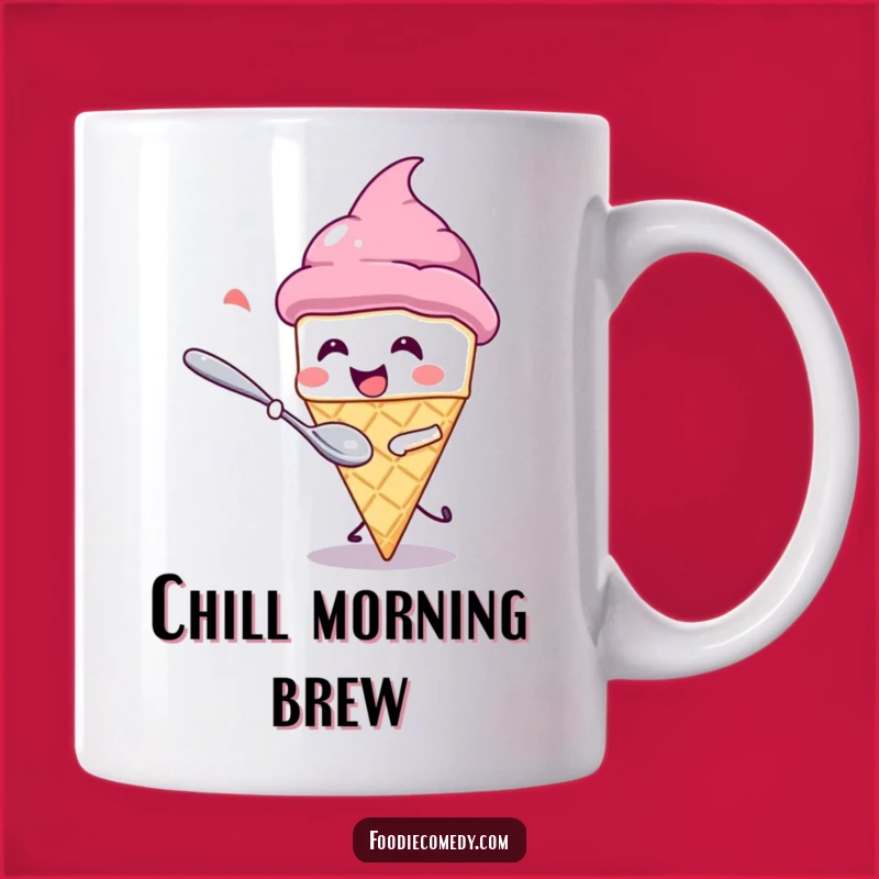 Funny Kawaii Ice Cream Mug: Giggles & Spoon Chase Gift for Sweet Lovers