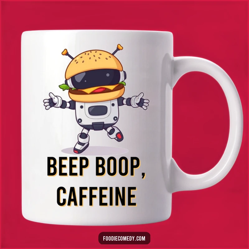 Funny Burger Robot Dance Mug: Unique Gift for Food Lovers & Tech Fans
