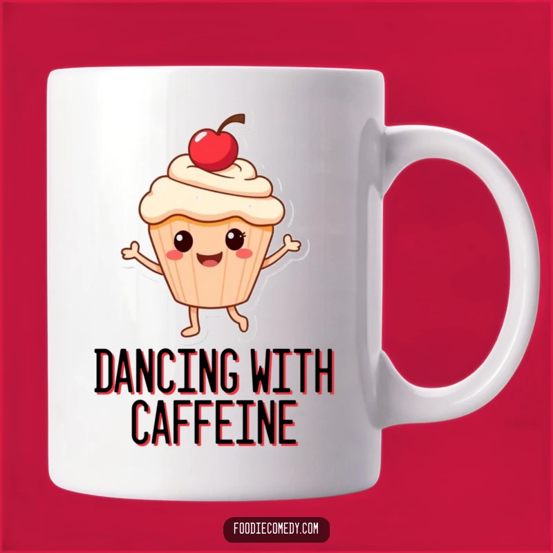 Funny Dancing Cupcake Mug: Cheerful Cherry Character Gift for Sweet Lovers