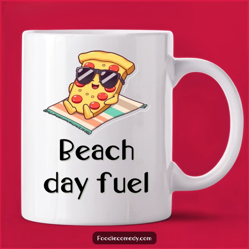 Funny Kawaii Pizza Sunglasses Mug: Relaxing Vibes, Perfect Sunny Day Funny Gift