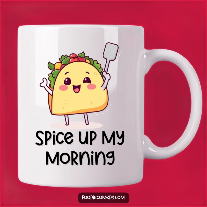 Funny Smiling Taco Spatula Mug: Chef Taco Lover Gift, Perfect for Kitchen Fun and Cravings