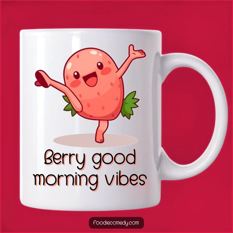 Funny Strawberry Cartwheel Mug: Hilarious Fruit Character Design for a Joyful Gift