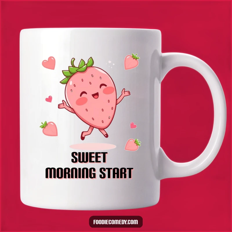 Funny Strawberry Waltz Mug: Blushing Fruit Dance - Perfect Humorous Gift