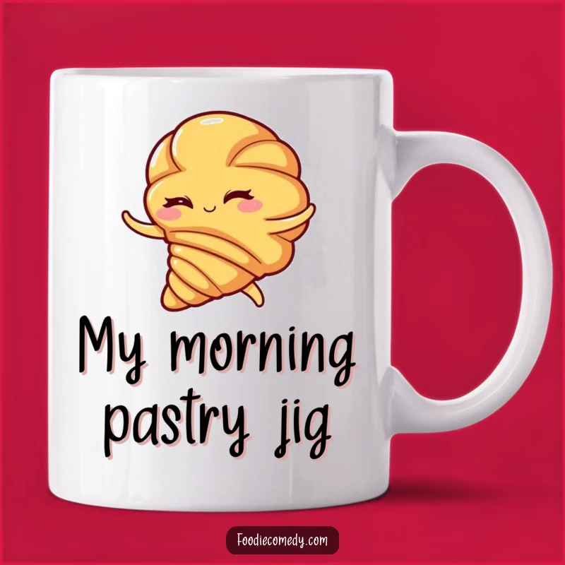 Funny Winking Croissant Flamenco Swirl Mug - A Deliciously Humorous Gift