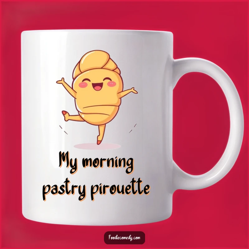 Funny Giggling Croissant Ballet Mug - Whimsical Pastry Gift for Bakers