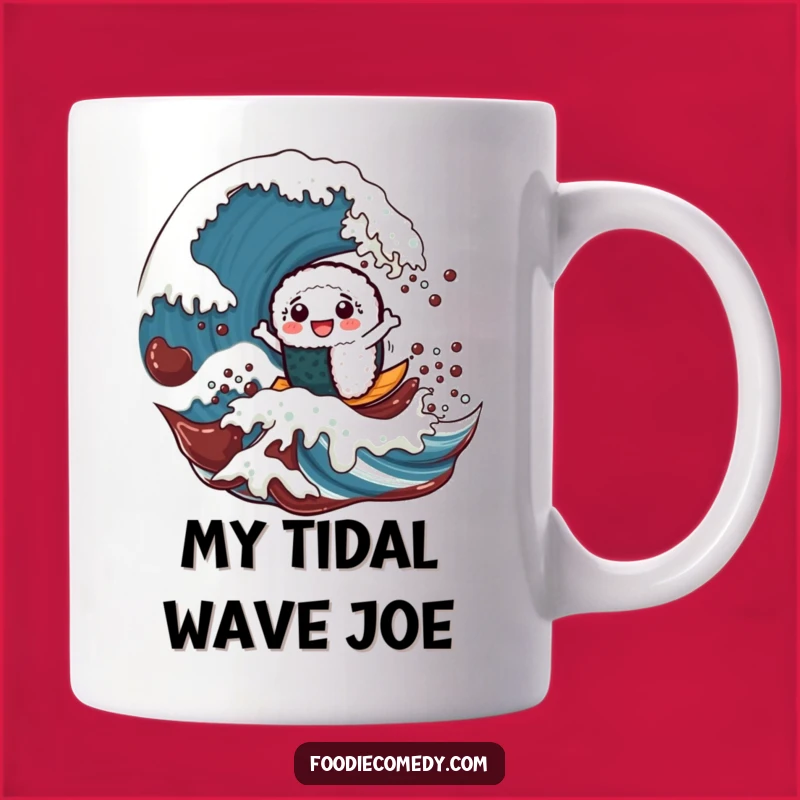 Funny Sushi Wave Mug: Ride the Flavor with This Cheerful Design