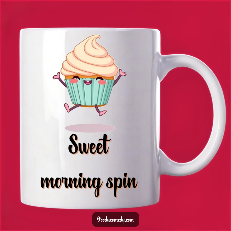 Funny Happy Cupcake Cartwheel Mug: Joyful Dessert Gift for Sweet Treat Lovers