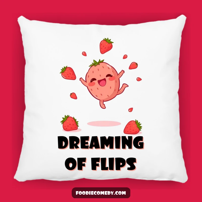 Funny Strawberry Cartwheel Pillow: Snuggle Up with This Joyful and Hilarious Fruit Decor