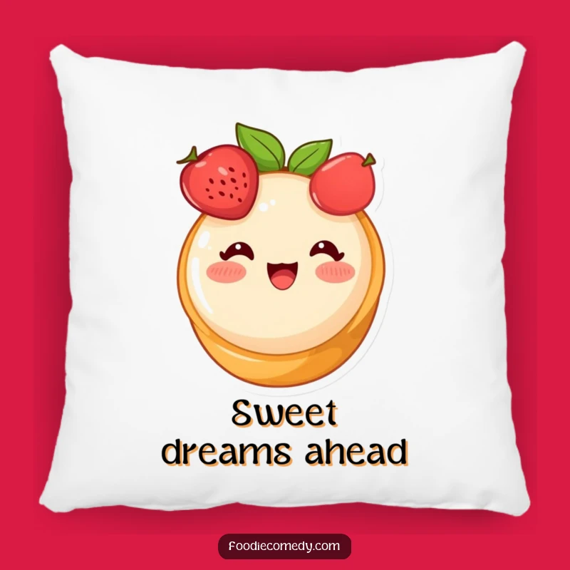 Funny Blushing Fruit Tart Pillow - Cozy Cute Dessert Cartoon Comfort