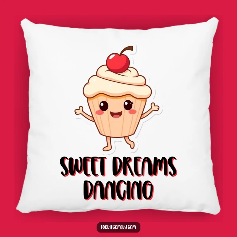 Funny Dancing Cupcake Pillow: Cozy Cherry Character Comfort Gift