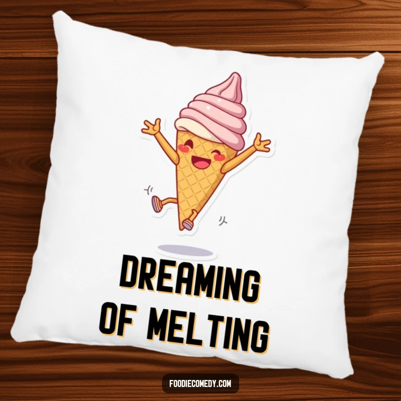 Funny Ice Cream Cartwheel Pillow: A cartwheeling ice cream cone offers soft, humorous, and sweet decorative comfort.