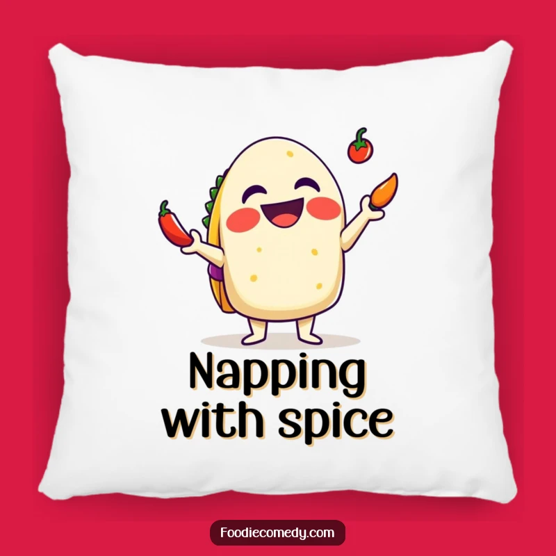 Funny Taco Pillow: Cozy Juggling Chili Comfort, Humorous Mexican Decor Gift