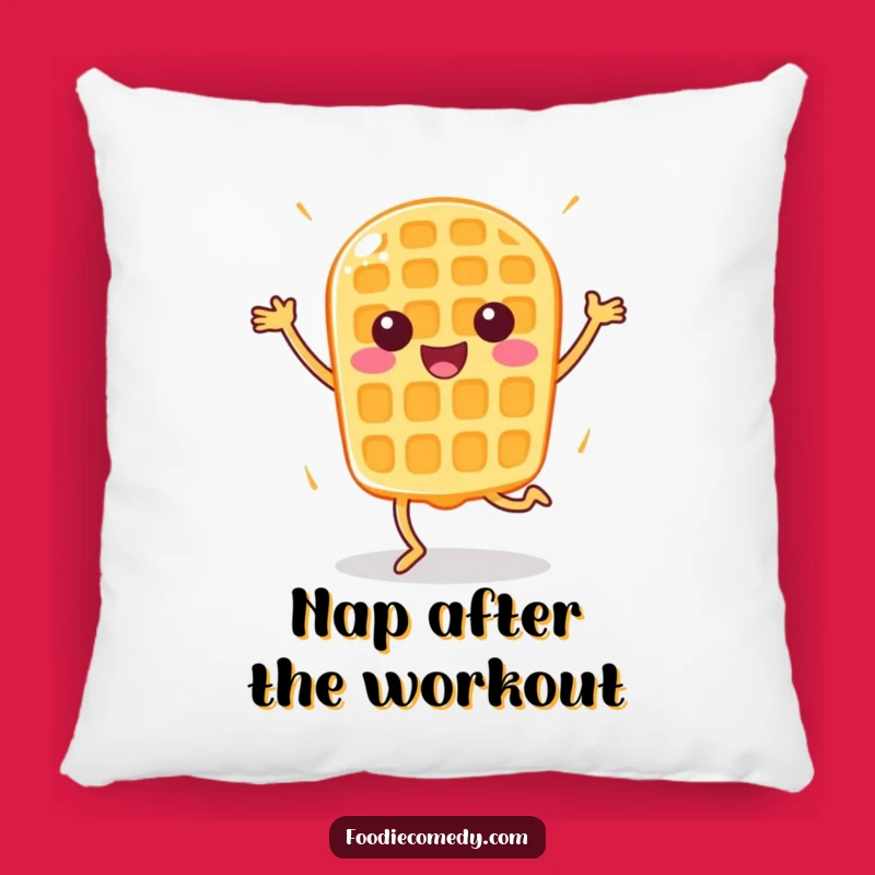 Funny Happy Waffle Aerobics Pillow - Cozy Comfort with Breakfast Fun