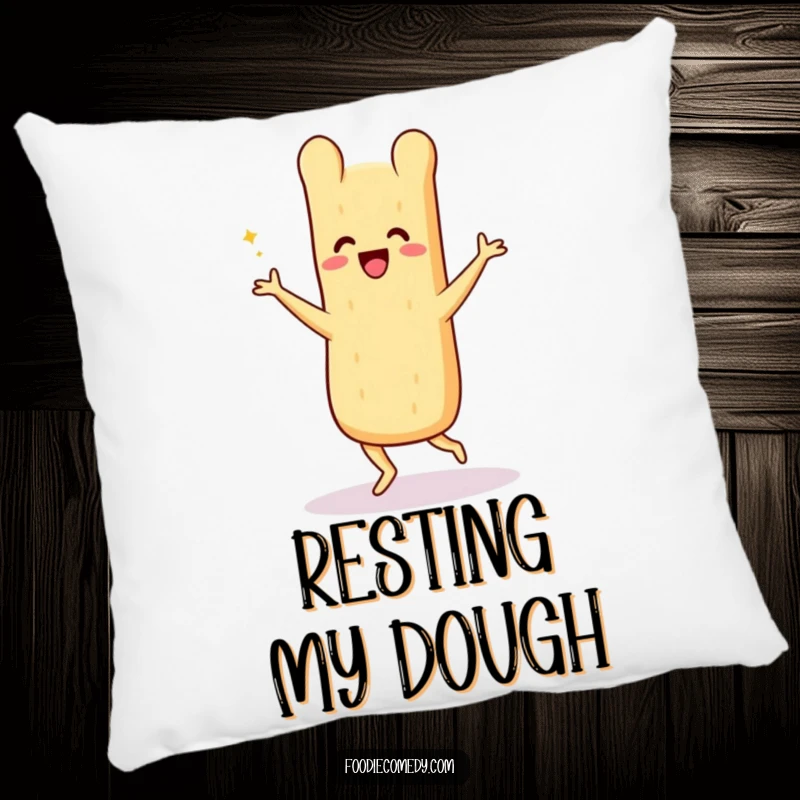 Funny baguette pillow, a beaming loaf doing the energetic Charleston, bringing vintage charm and plush comfort.