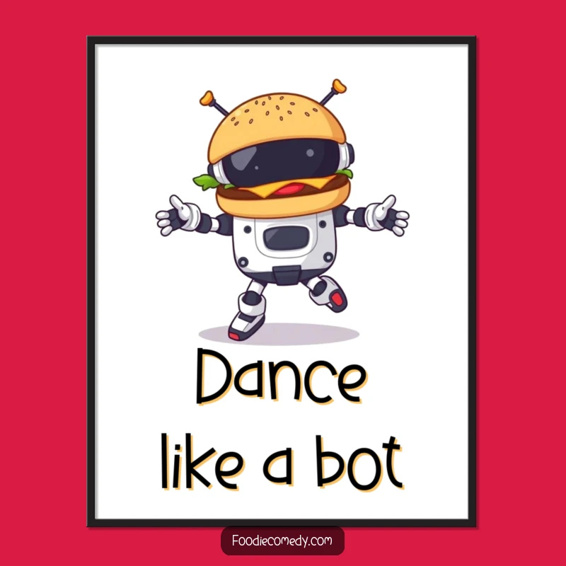 Instant Funny Burger Robot Dance Art: Futuristic Decor, Perfect Humorous Gift!