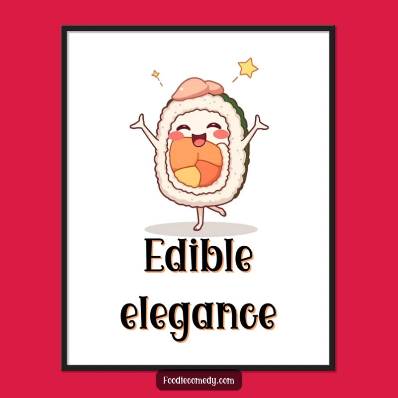 Funny Sushi Ballet Digital Art: Comedic Dancer Roll - Instant Humorous Decor!