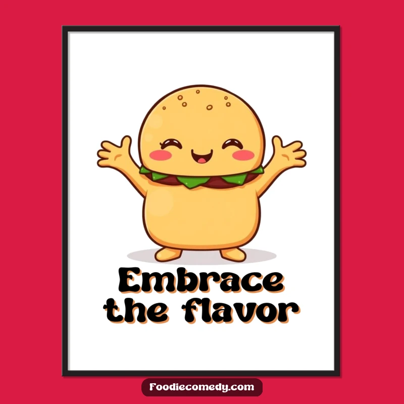 Funny Hugging Burger Digital Art - Cheerful Foodie Cartoon Download Gift