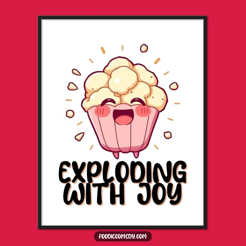Funny Kawaii Popcorn Exploding Digital Art, Energetic Decor Gift