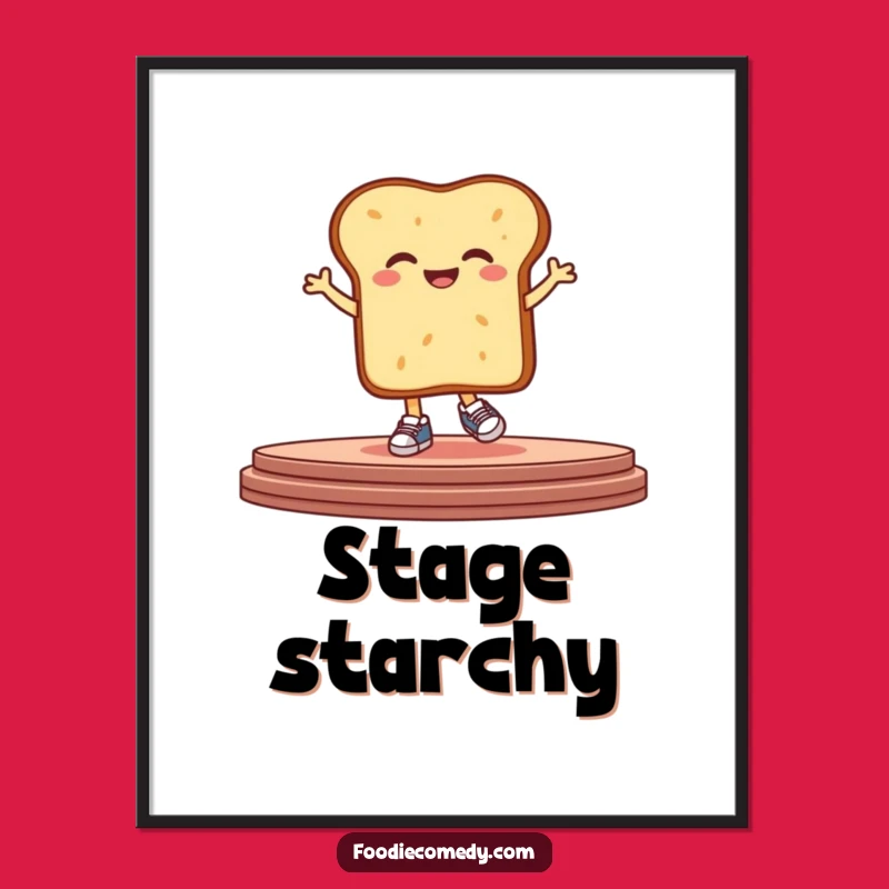 Funny Bread Hop Digital Print: Giggling Starchy Character Art, Perfect Humorous Gift