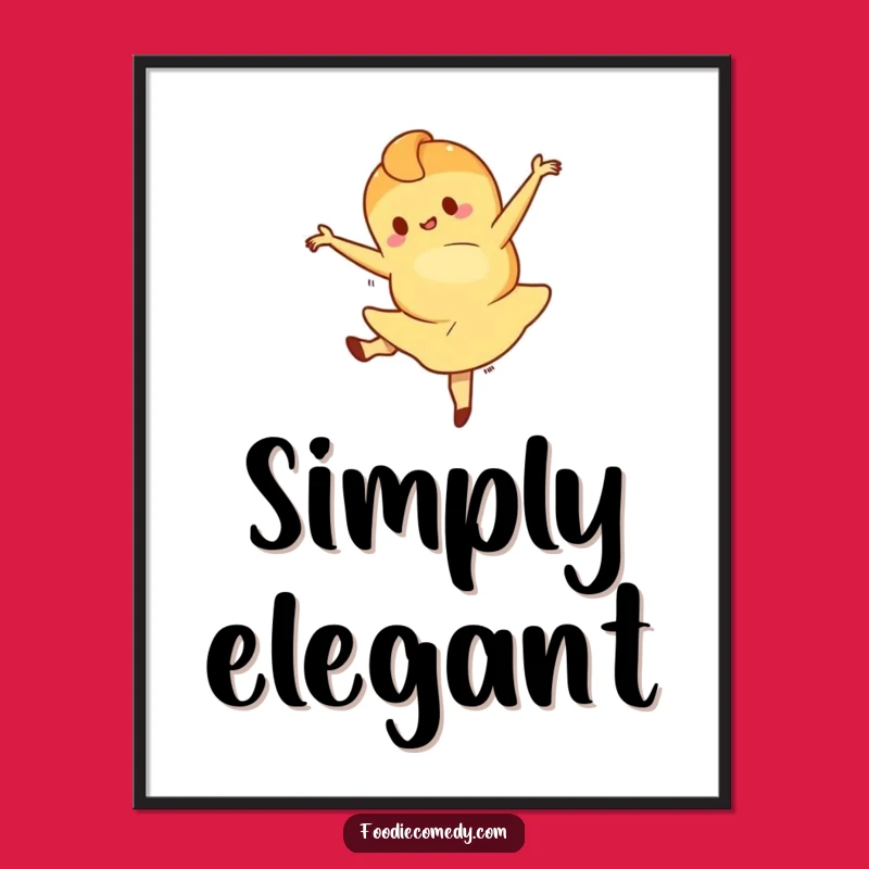Funny Croissant Ballet Leap Digital Art: Printable Humorous Pastry Illustration