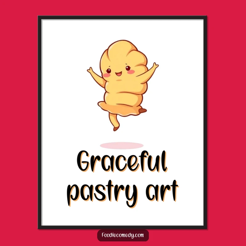 Funny Croissant Pirouette Digital Print: Instant Parisian Pastry Art