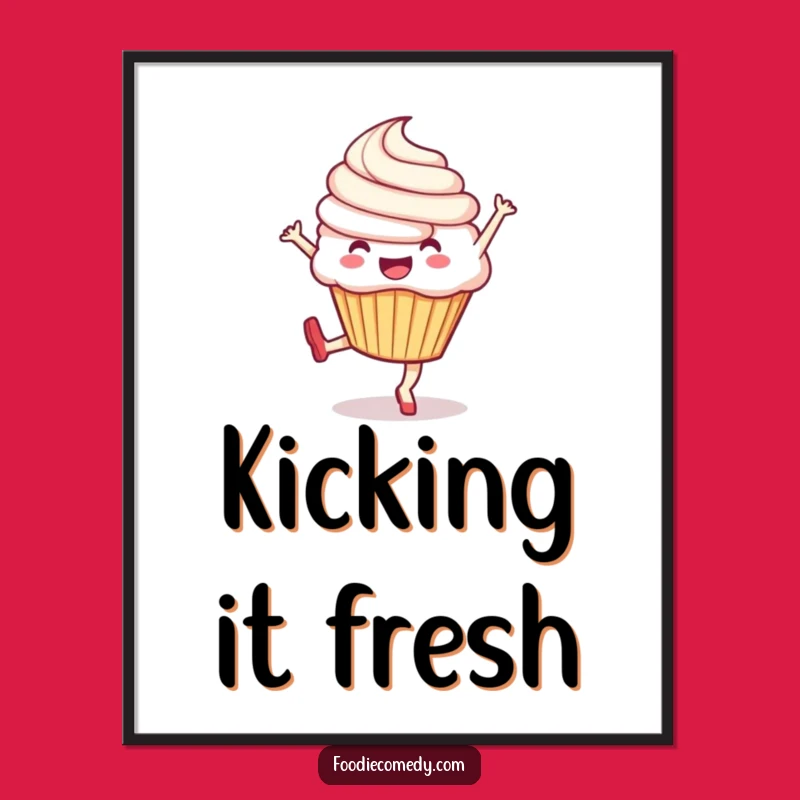 Funny Cupcake Kick Digital Print: Exuberant Art for Instant Home Cheer