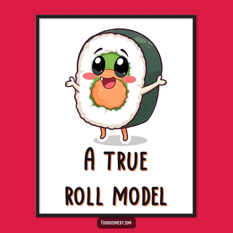 Funny Dancing Sushi Roll Digital Art: Instant Joy for Your Space!