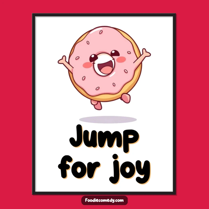 Funny Donut Jump Print: Playful Digital Art for a Cheerful Space!
