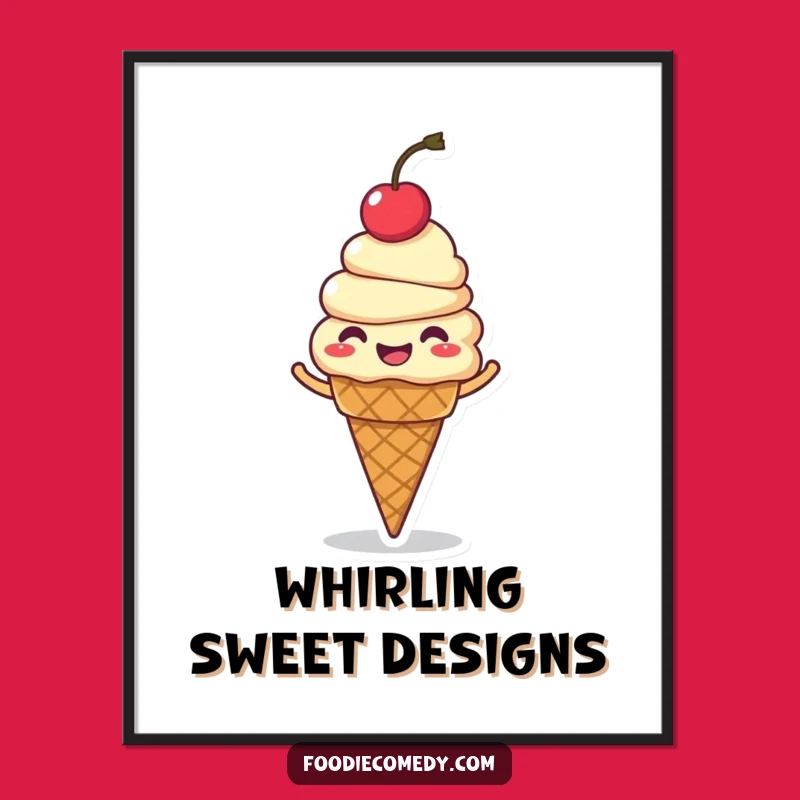 Funny Giggling Ice Cream Cone Digital Art - Hilarious Cartoon Spin Download Gift