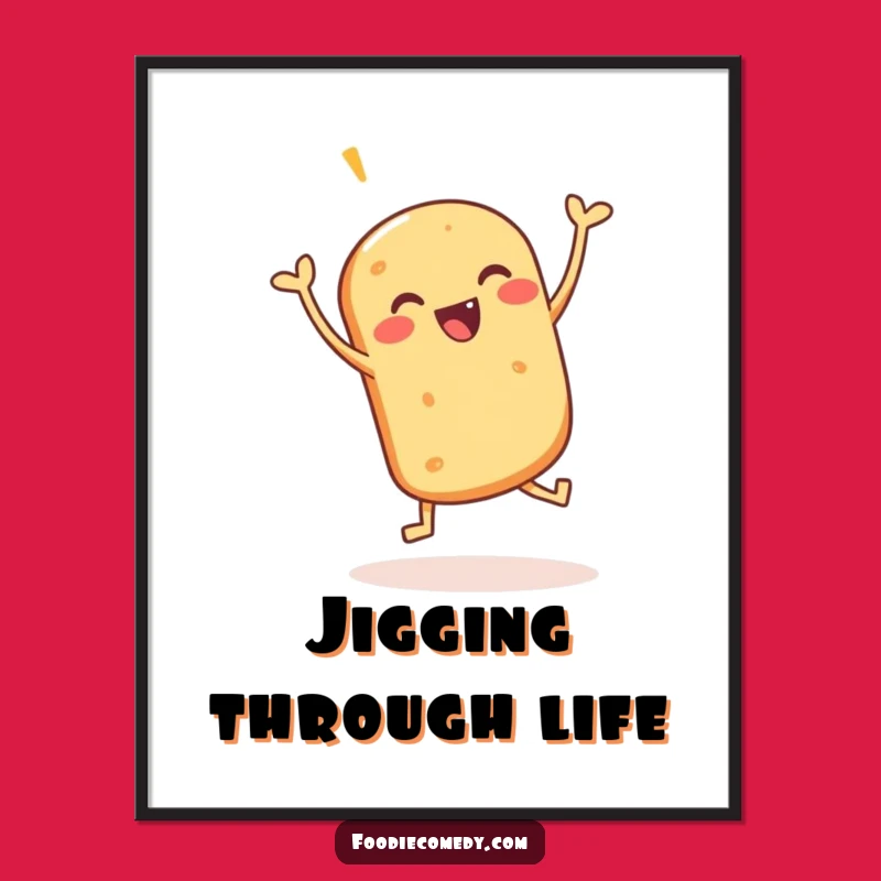 Funny Jigging Bread Roll Digital Art: Instant Download for Cheerful Wall Decor